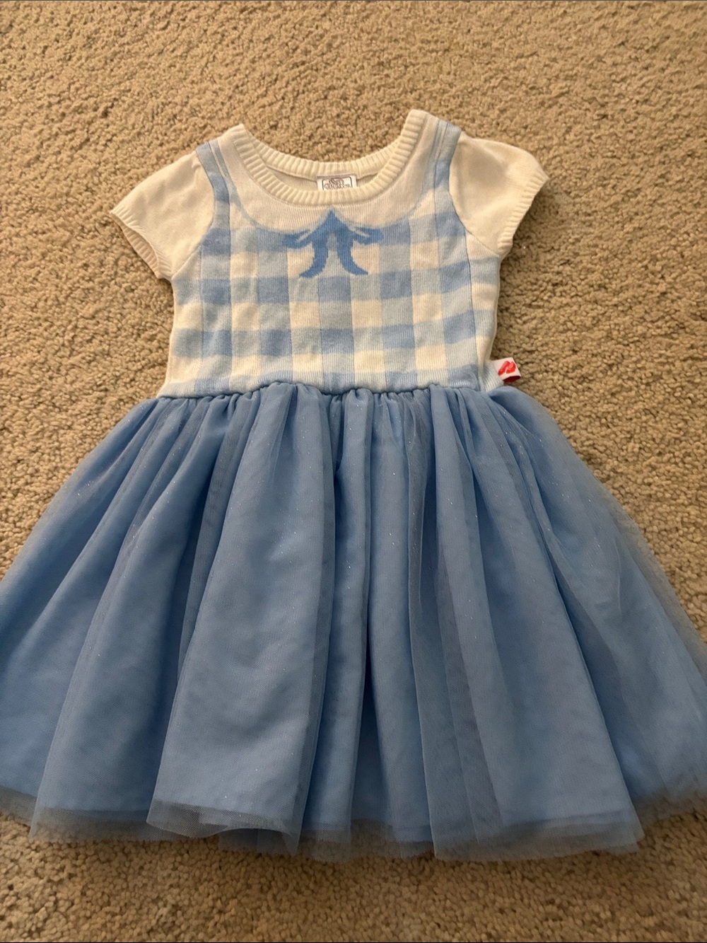 NWOT The Wizard of oz Girls' Light Blue Gingham Knit Bodice Tulle Dress